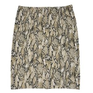Susan Graver Faux Suede Snake‎ Skin Midi Skirt, Sz XLP Career Preppy Boho Mature